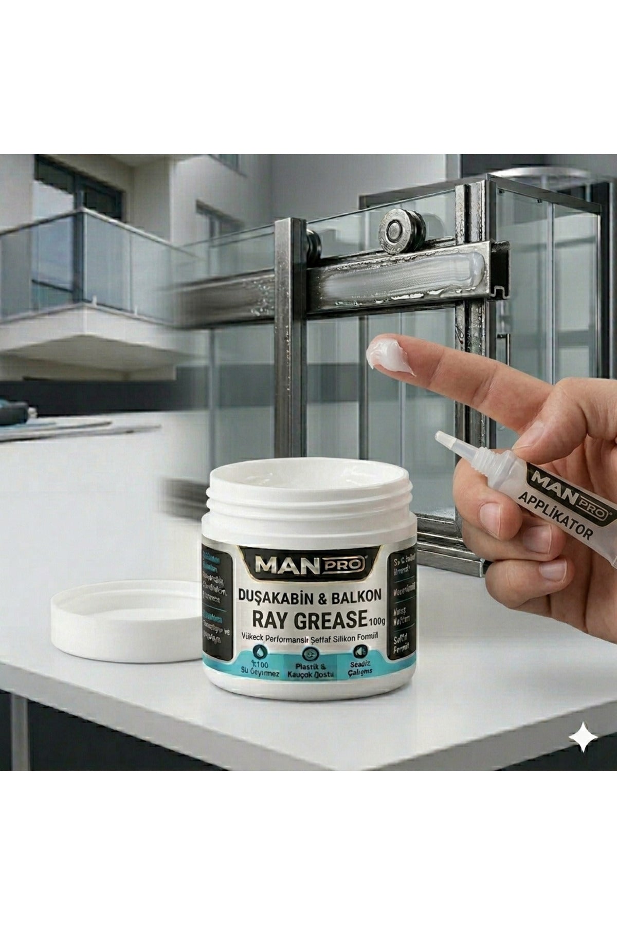 PRO Şeffaf Su Geçirmez Duşakabin ve Cam Balkon Ray Gresi 100 GR