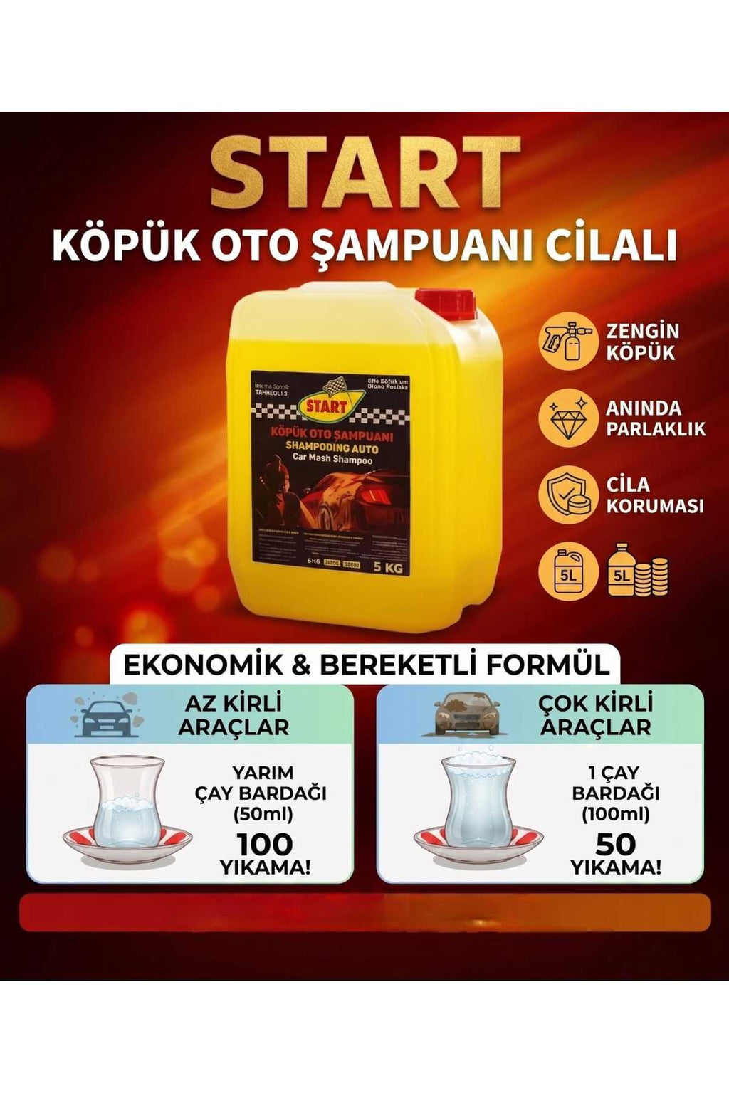 5kg Cilalı Oto Şampuanı (gold Serisi) Köpük Şampuan
