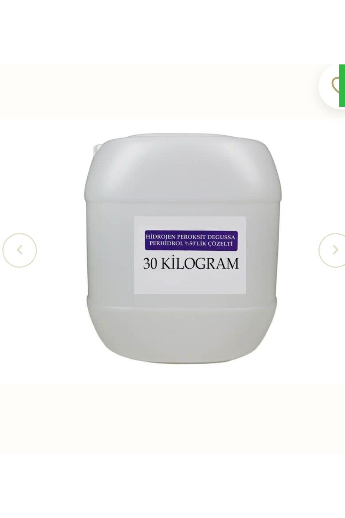 Hidrojen Per Oksit %50 (Perhidrol,Peroksit) | 5.00 Kg HP.50- 30 KG